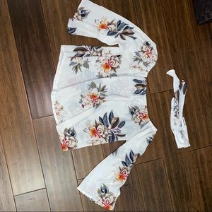 Off the shoulder floral top with ribbon